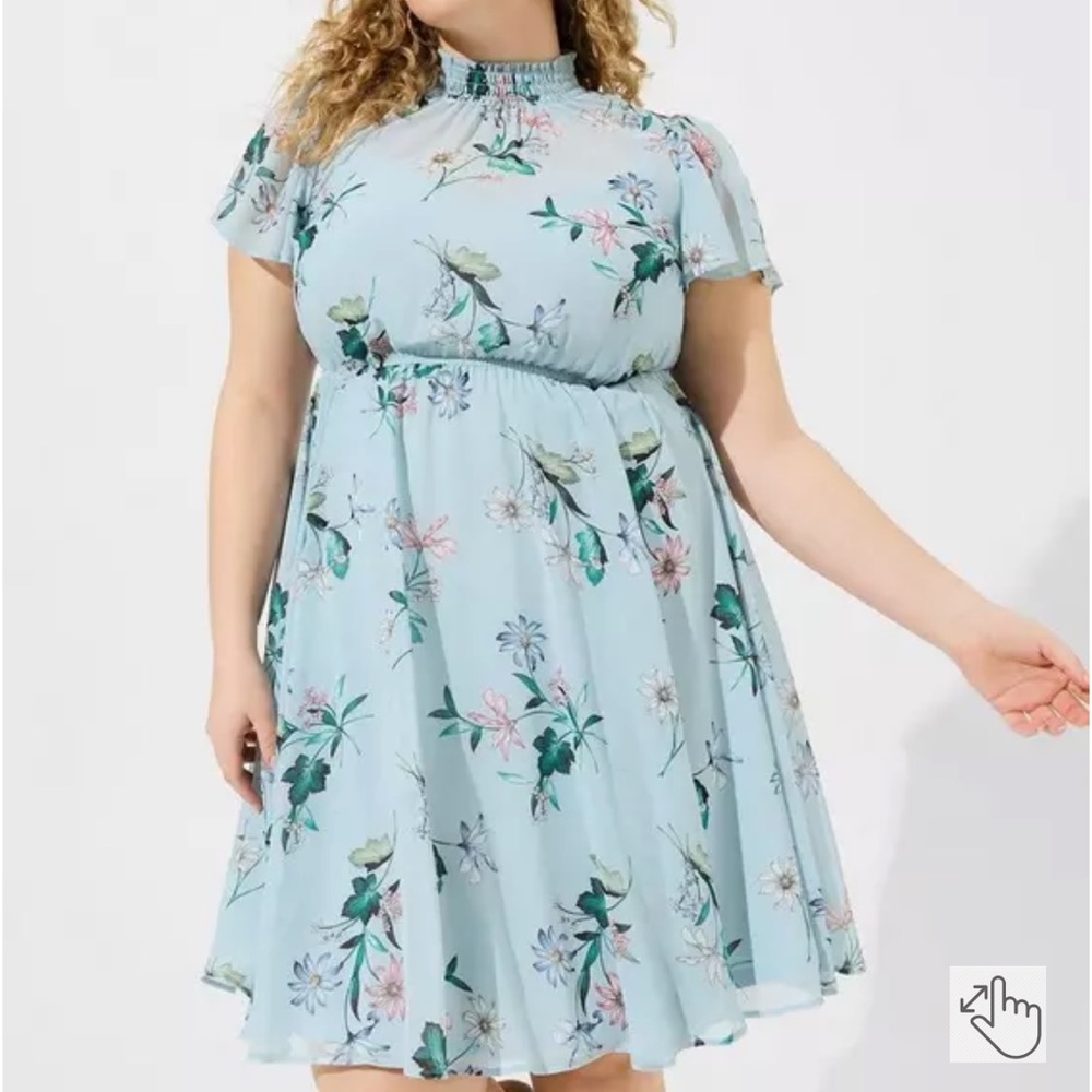 Torrid Light Blue Mini Chiffon Smocked Dress